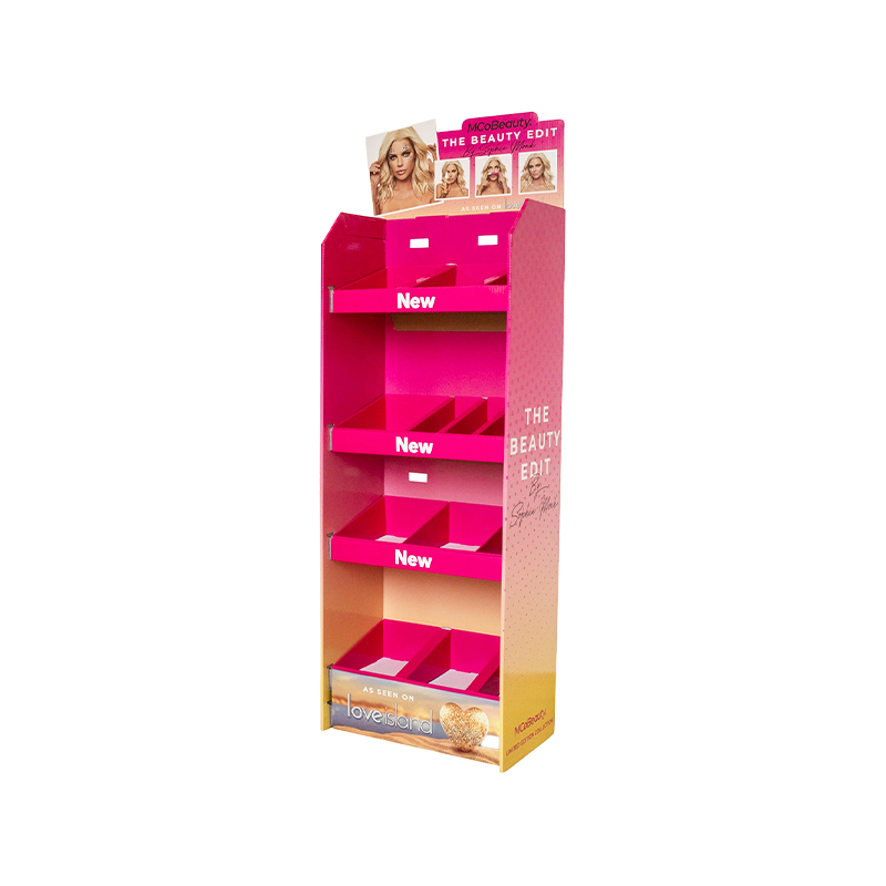 Full color printing sturdy PDQ cardboard display stand for skincare promotion 