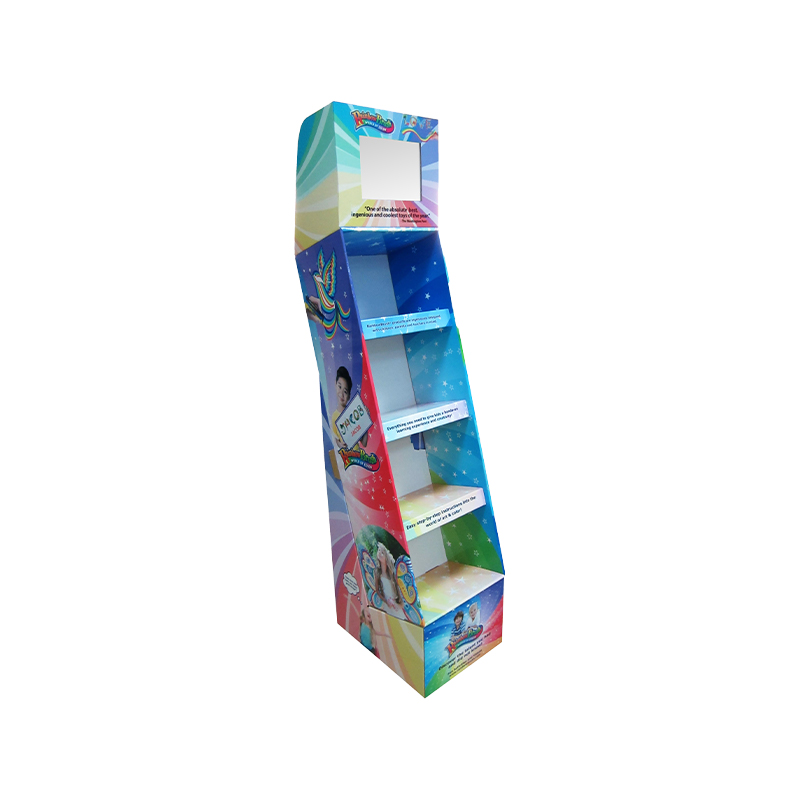 Simple structure but bright color traditional corrugated POP display stand 