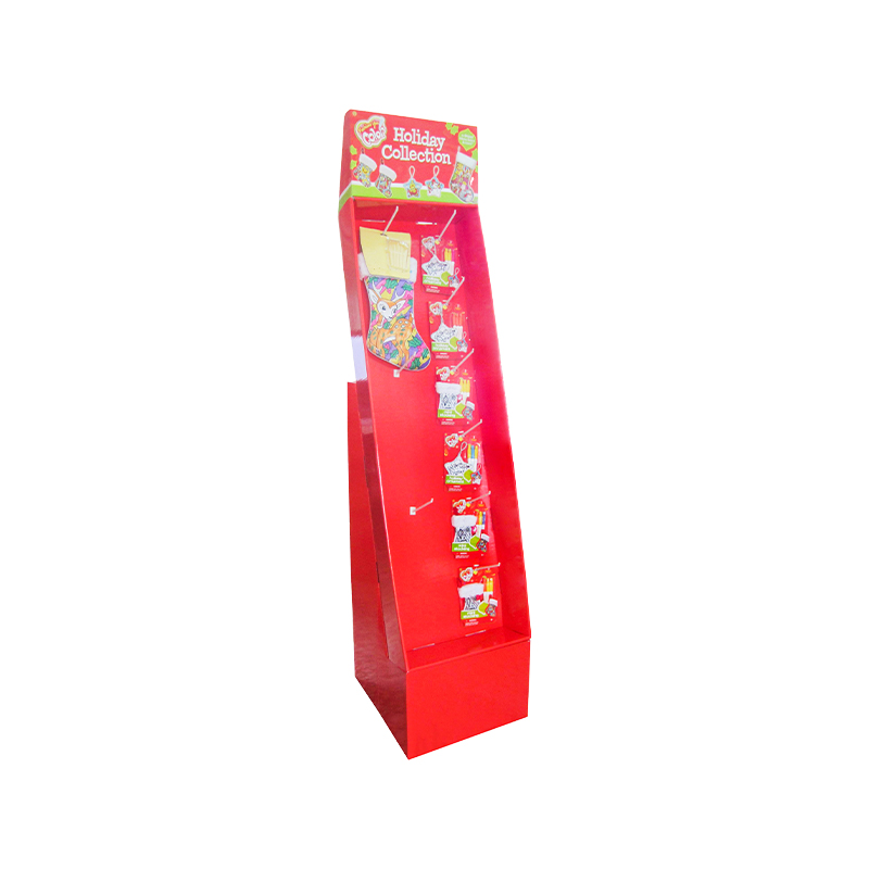 Strong festive red cardboard display rack for Christmas peripheral products 