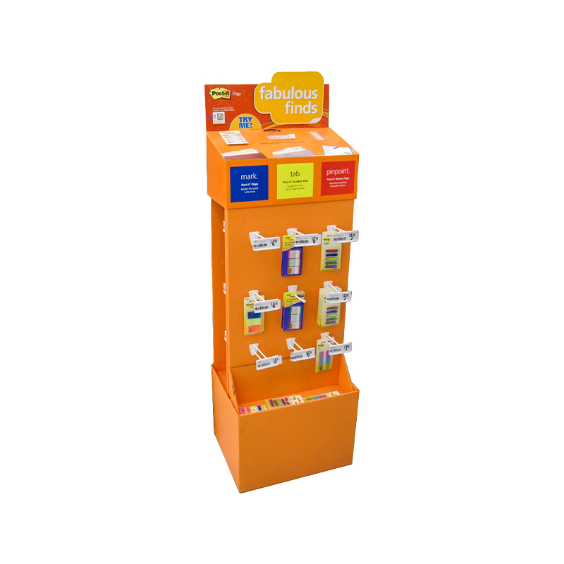 Three sided pantone color printing peg sidekick display for school supplies 